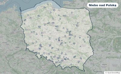 Mapa Polski z sylwetkami samolotów — Niebo nad Polską