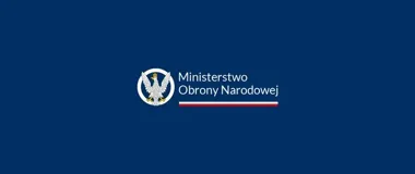 Logo Ministerstwa Obrony Narodowej na granatowym tle.