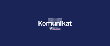Grafika Ministerstwa Spraw Zagranicznych z napisem „Komunikat” na granatowym tle.