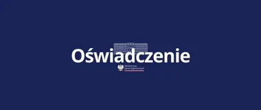 Grafika Ministerstwa Spraw Zagranicznych z napisem „Oświadczenie” na granatowym tle.