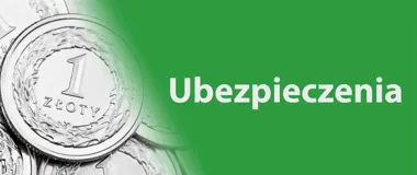 Grafika przedstawiająca polskie monety 1 złoty na zielonym tle z napisem „Ubezpieczenia”.