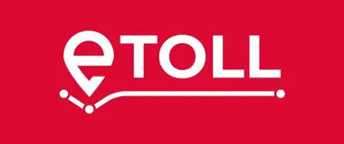 Logo systemu eToll na czerwonym tle.